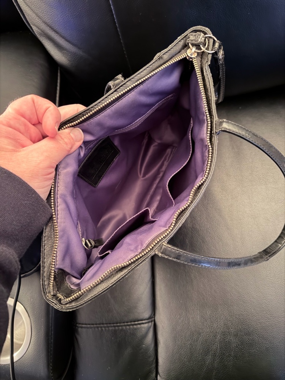 Coach Black Signature Tote with Purple and Pink Accents - Picture 8 of 8